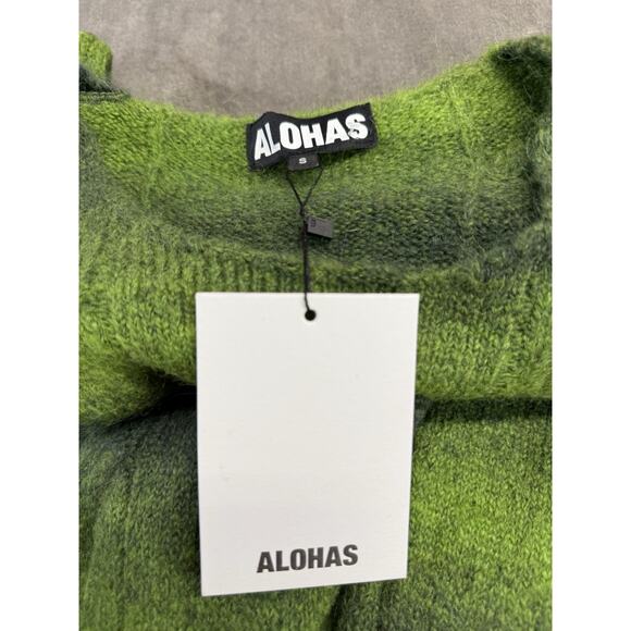 NWT Alohas Trenza Green Knit Maxi Dress Wool Mohair Blend Long Sleeve S - Picture 13 of 14